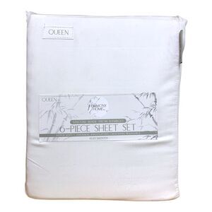 Harmony Home 6-Piece Sheet Set, Viscoise Made from Bamboo, Queen - White